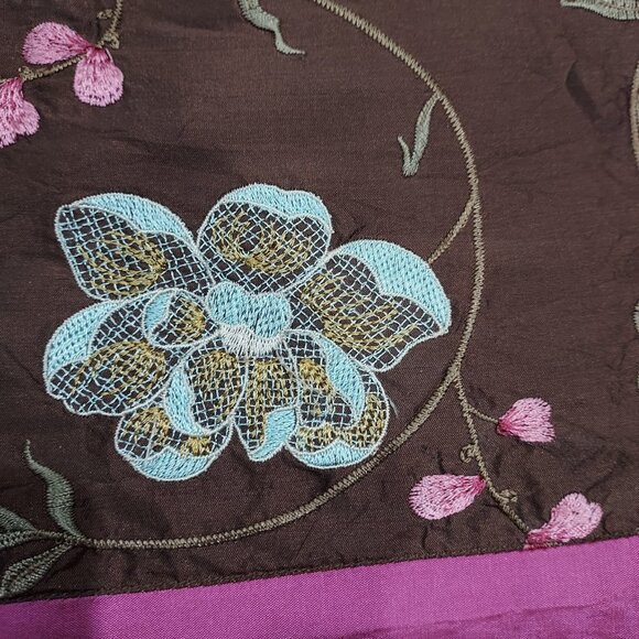 Pillow Cover Embroidered Throw 21Inch Square Shell Feather Rodeo Chain Stich - Picture 13 of 16